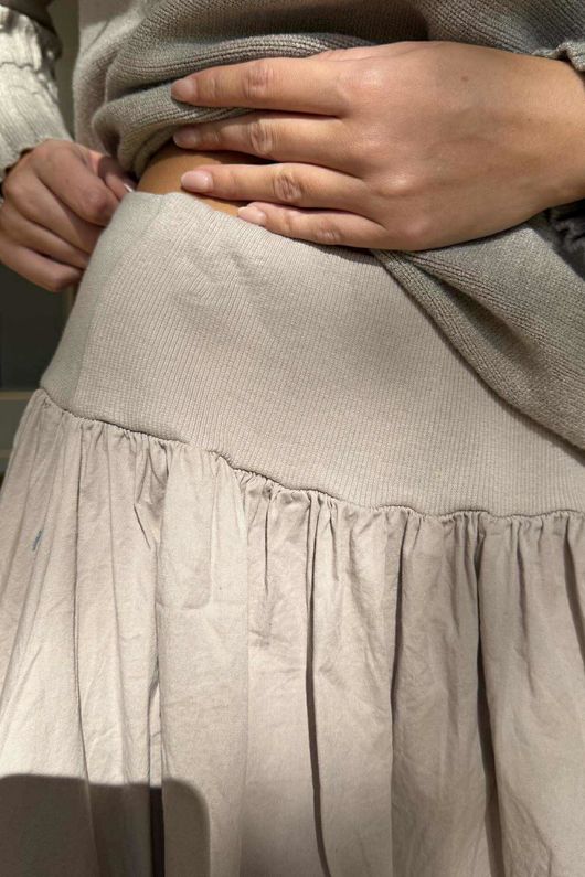 Paloma Bubble Hem Midi Skirt Stone